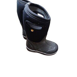 Bogs Kids Size 11 Black Waterproof Neoprene Winter Rain Boots Handles